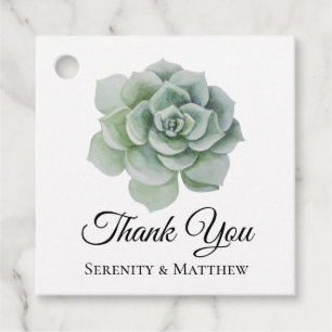 Succulent Sage Green Floral Boho Wedding Thank You Favor Tags