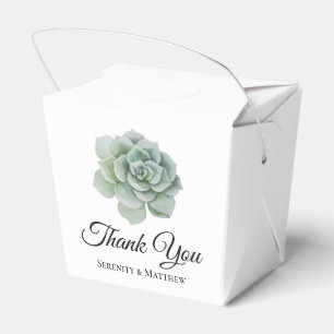 Succulent Sage Green Floral Wedding Thank You Favor Boxes