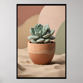 Succulent Serenity | Boho Chic | Sage & Pink Poster