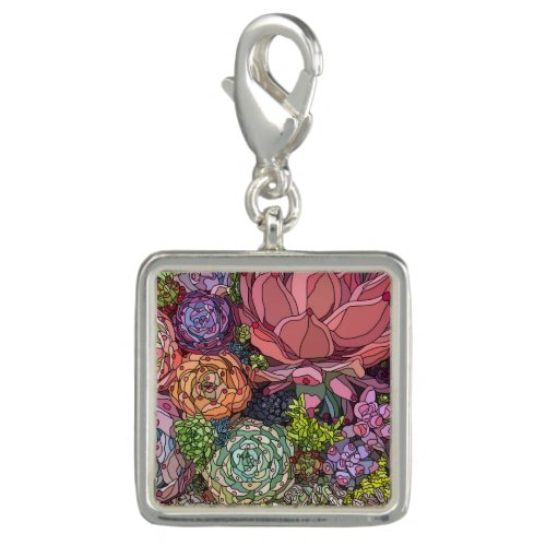 Succulent square charm 