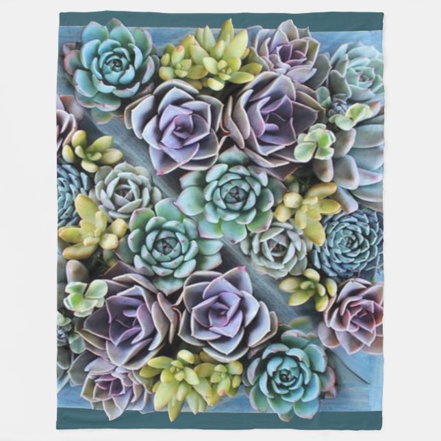 succulent square fleece blanket (Front)