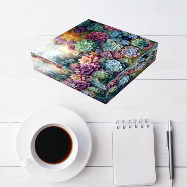 Succulent Square  Paperweight (Square paper weight with succulent image, also makes great art piece.)