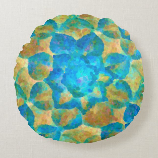 Succulent Sunshine Round Pillow (Front)