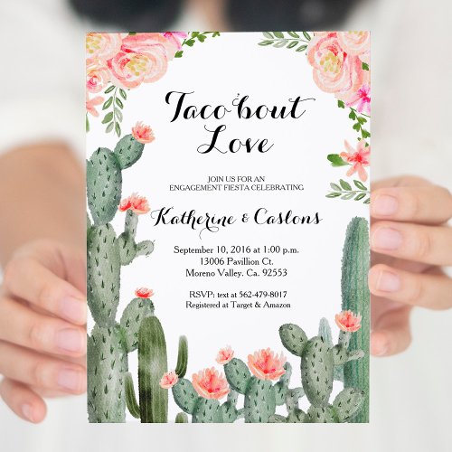 Succulent Taco Bout Love engagement party cactus Invitation