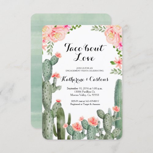 Succulent Taco Bout Love engagement party cactus Invitation