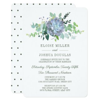 Succulent Theme Wedding Invitation