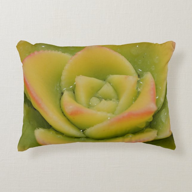 Succulent Throw Pillow Emerald Green Home Decor (Front)