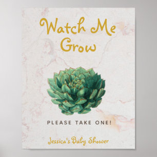 Succulent Watch Me Grow Baby Shower Botanical  Poster