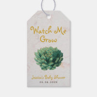 Succulent Watch Me Grow Botanical Baby Shower Gift Tags