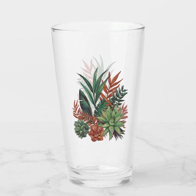 Succulent Water Color Glass (Back)