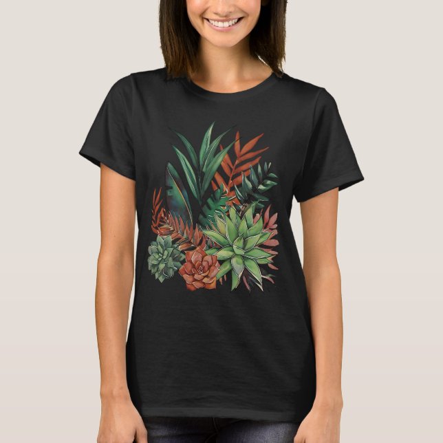 Succulent Water Color T-Shirt (Front)