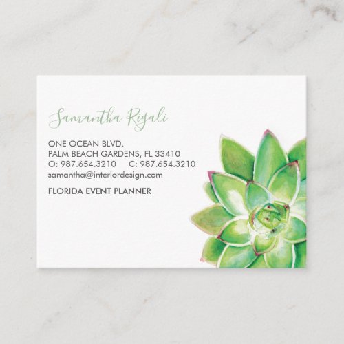 Succulent Watercolor Business Enclosure Card