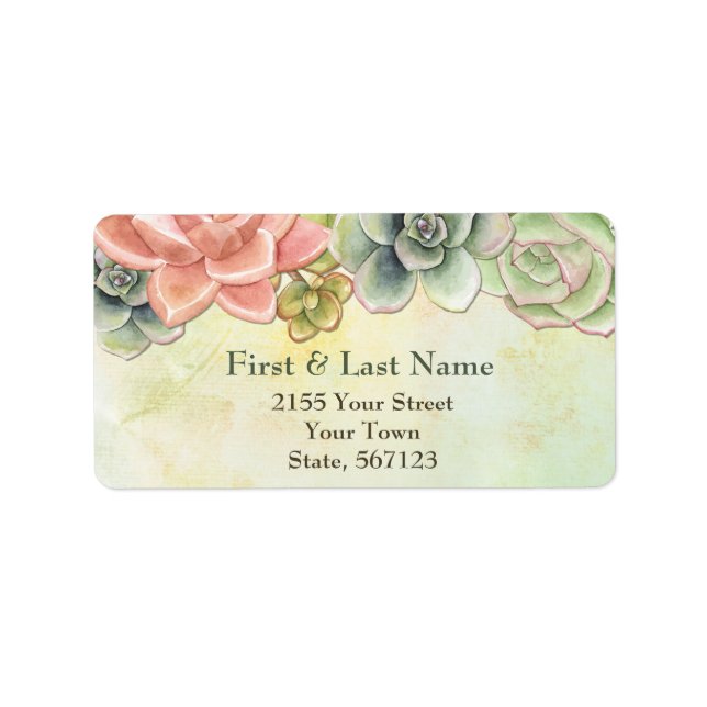 Succulent Watercolor Floral Address Label (Front)