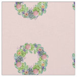 Succulent Watercolor Floral Wreath Fabric