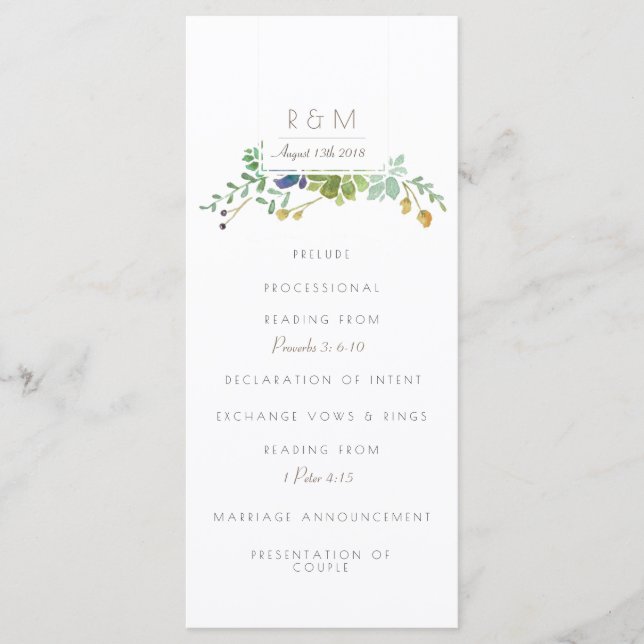 Succulent Watercolor | Initial | Program (Front)