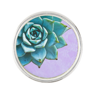 Succulent Watercolor Lavender Lace Lapel Pin