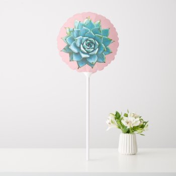 Succulent Watercolor On Baby Pink Balloon by Mistflower at Zazzle