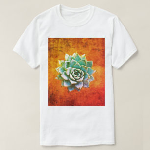 Succulent Watercolor on Orange Rust T-Shirt