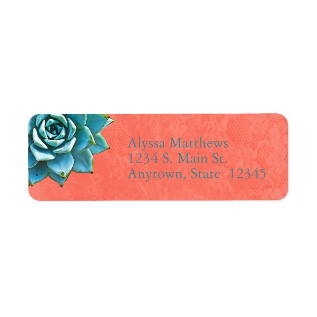 Succulent Watercolor Orange Lace Label (Front)