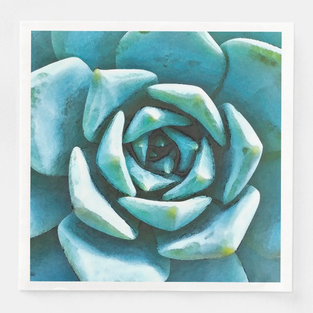 Succulent Watercolor Paper Dinner Napkins (Front)