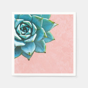 Succulent Watercolor Pink Lace Paper Napkins