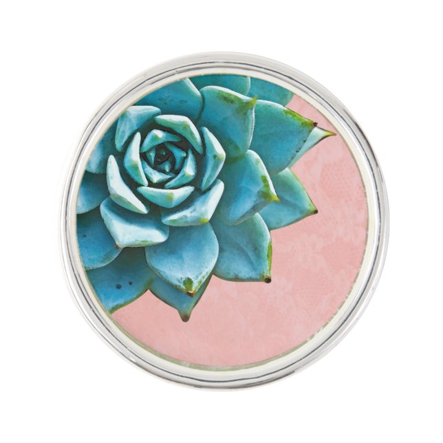 Succulent Watercolor Pink Lace Pin (Front)