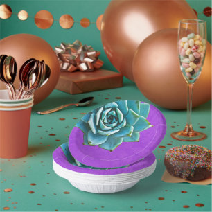 Succulent Watercolor Purple Lace Paper Bowls