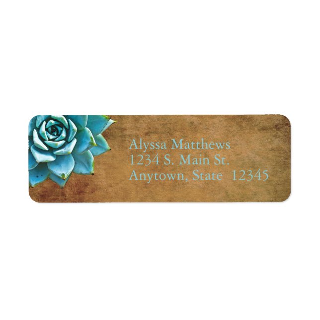 Succulent Watercolor Rustic Brown Label (Front)