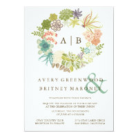 Succulent Watercolor Wedding Invitation