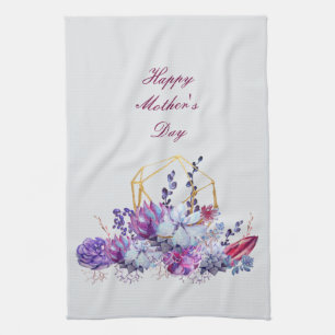 Succulent Watercolors Happy Mother's Day   Kitchen Kitchen Towel