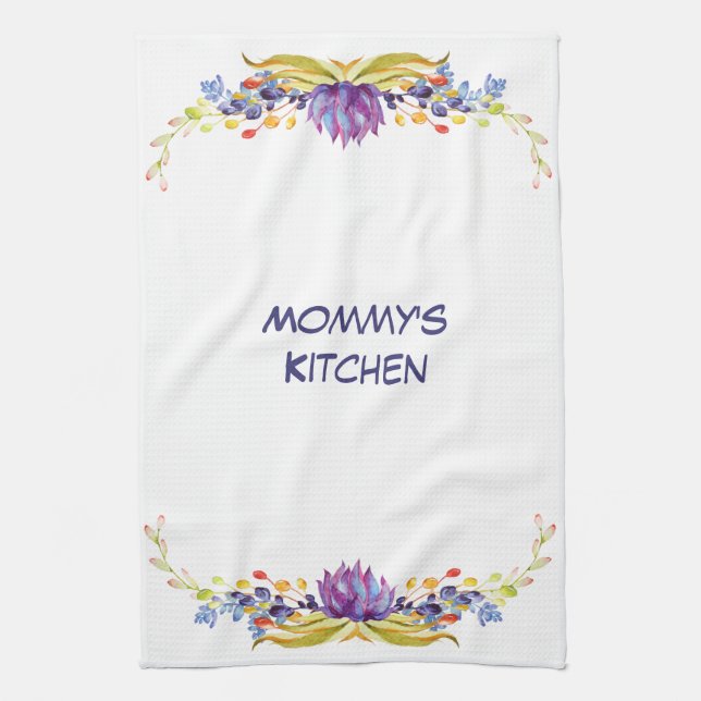 Succulent Watercolors Mommy's Kitchen Kitchen Towel (Vertical)