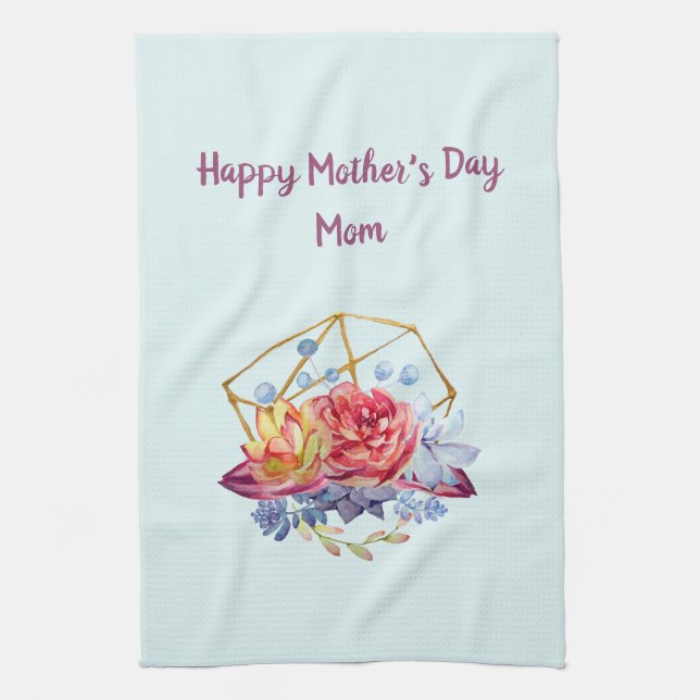 Succulent Watercolors Mother's Day Kitchen Towel (Vertical)