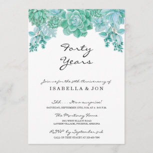 Succulent Wedding Anniversary Party Invitation