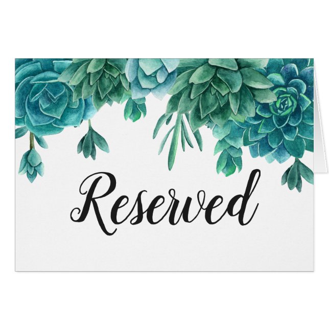 Succulent wedding. Cactus reserved sign. Botanical Cards (Front Horizontal)
