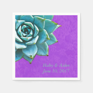 Succulent Wedding Engagement Watercolor Purple Napkins