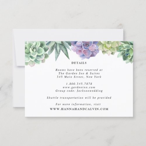 Succulent Wedding information Invitation