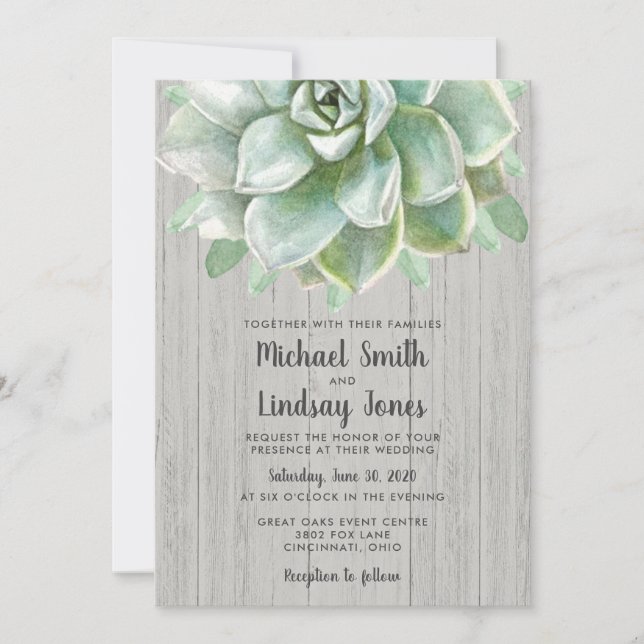 Succulent Wedding Invitation (Front)