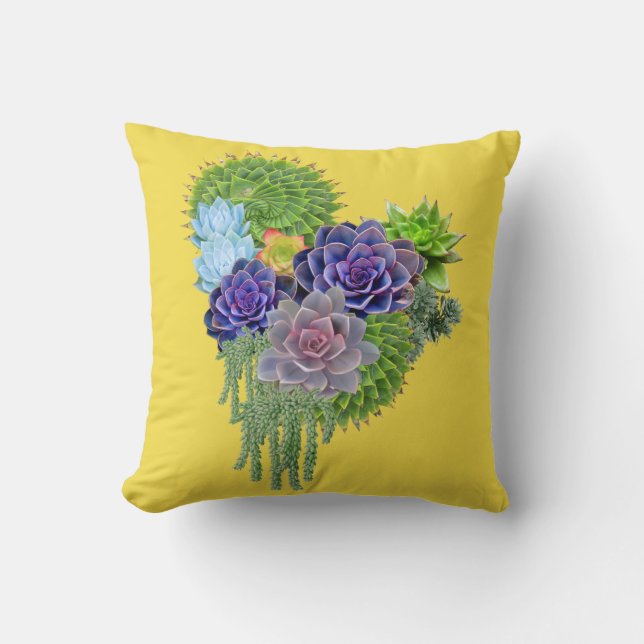 Succulent-wedding-lovers-bouquet Throw Pillow (Front)