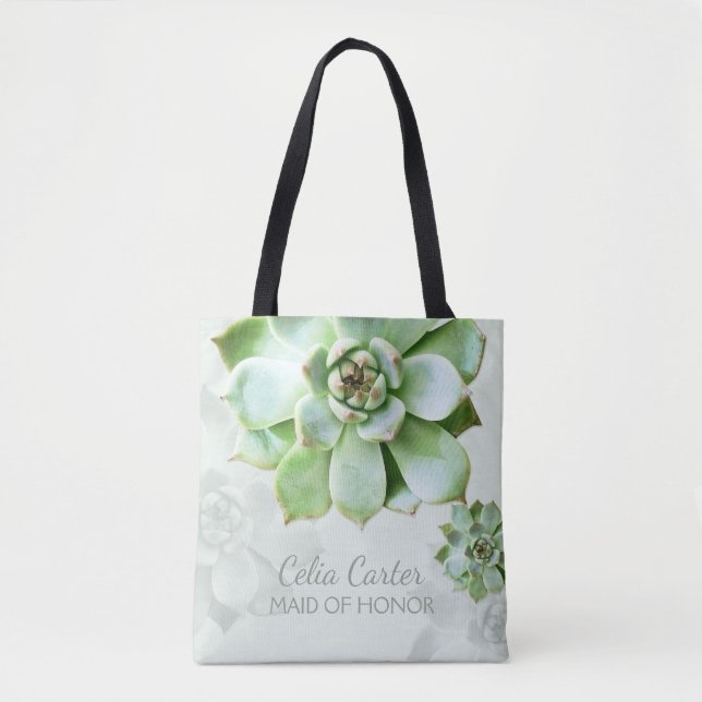 Succulent Wedding Maid of Honor Tote Bag (Front)