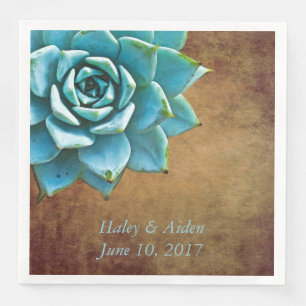 Succulent Wedding or Engagement Rustic Brown Paper Dinner Napkins