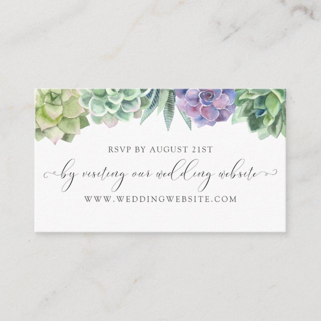 Succulent Wedding RSVP Online Card (Front)