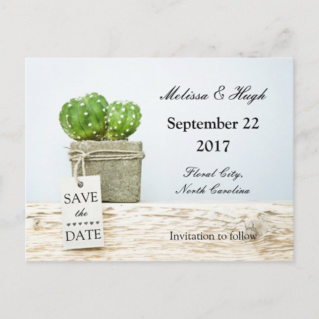 Succulent Wedding Save The Date Postcard (Front)
