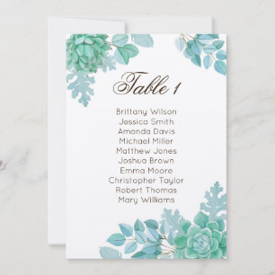 Succulent wedding seating chart. Rustic cactus Invitation
