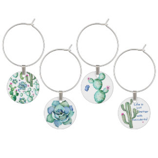 Succulent Wine Charms