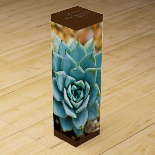 Succulent with Personalized Message Wine Gift Box