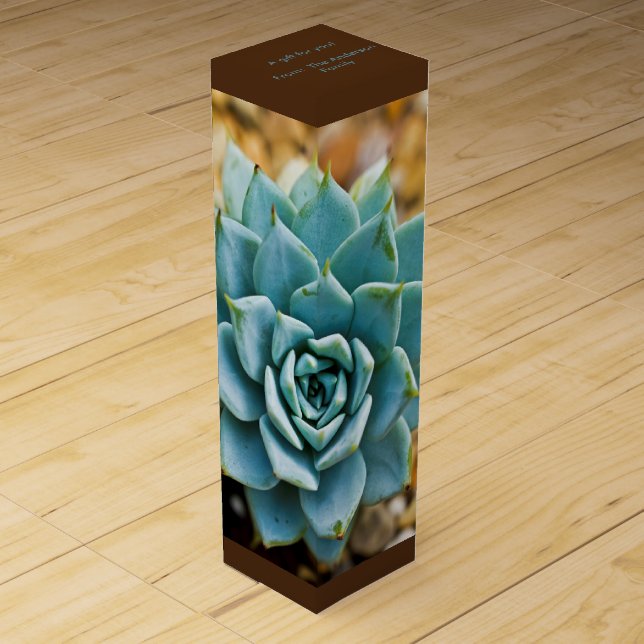 Succulent with Personalized Message Wine Gift Box (Front)