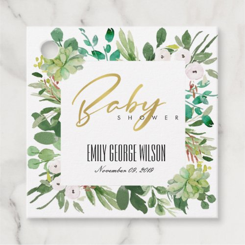 SUCCULENT WREATH FOLIAGE WATERCOLOR BABY SHOWER