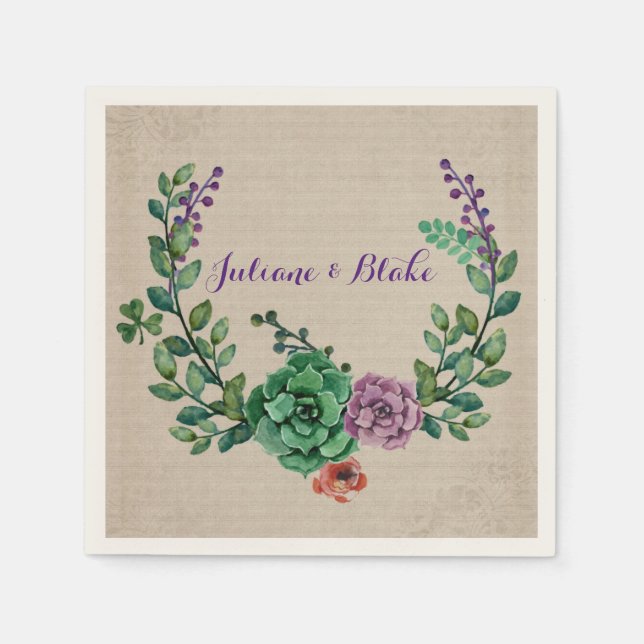 Succulent Wreath Napkins (Front)