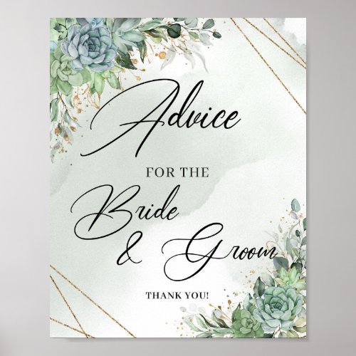 Succulents Advice for the bride and groom sign