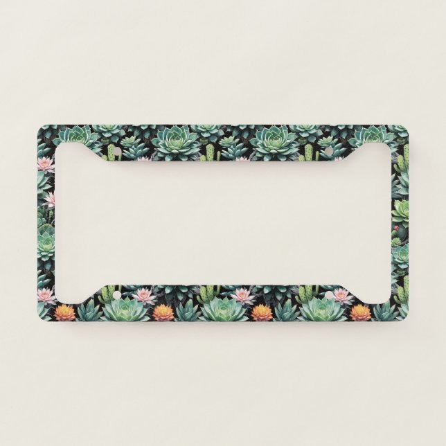 Succulents and Cactus License Plate Frame (Front)